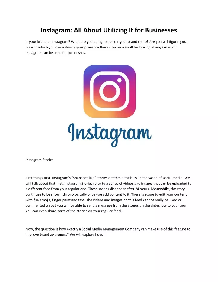 instagram all about utilizing it for businesses