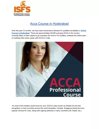 We Give the Best ACCA Course in Hyderabad - 9849222244.