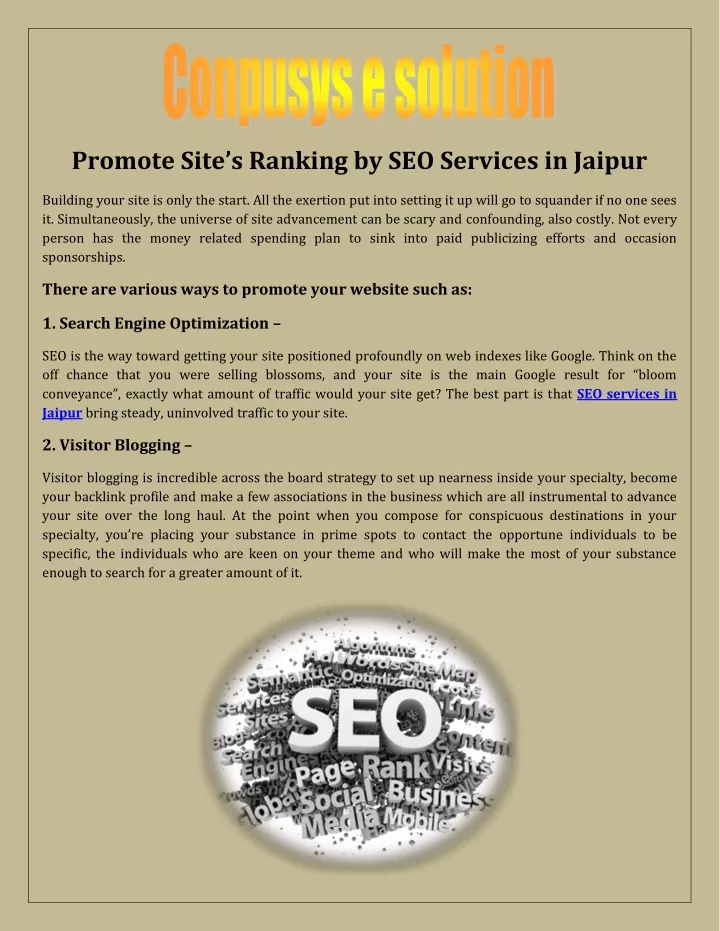 promote site s ranking by seo services in jaipur