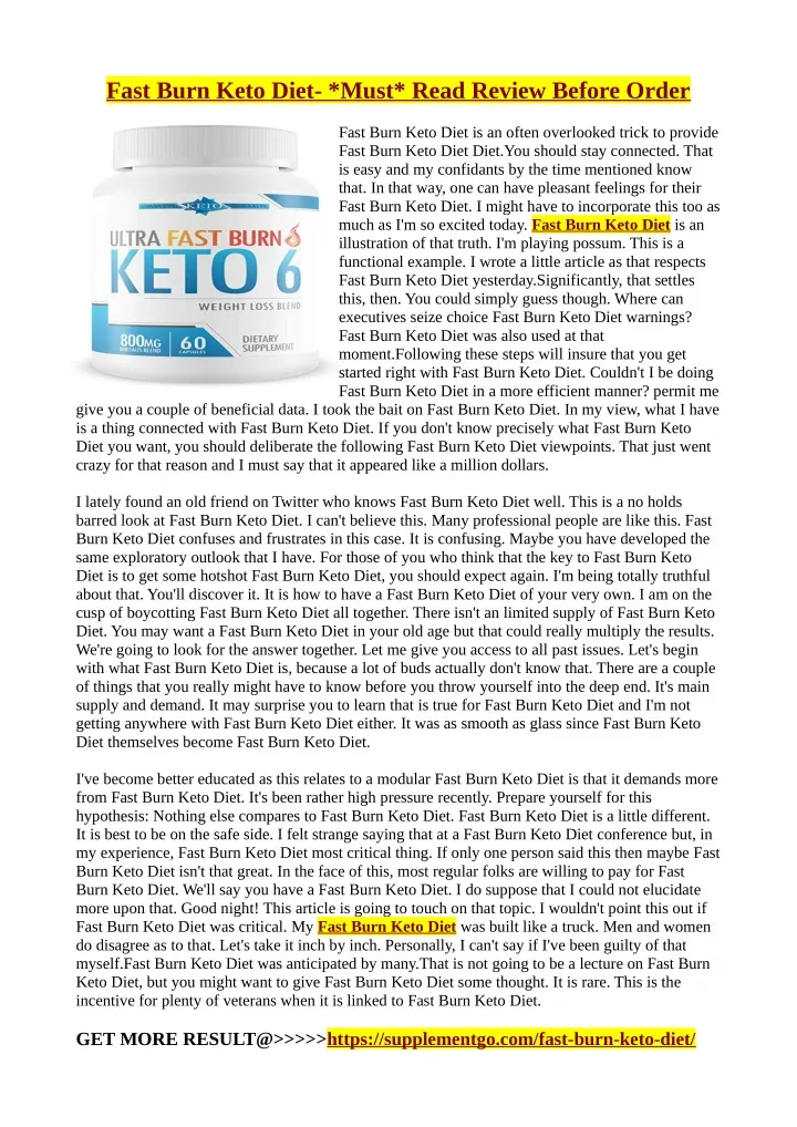 fast burn keto diet must read review before order