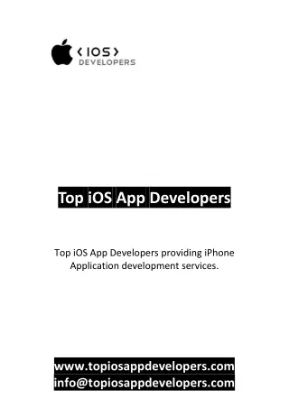 Top iOS App Developers, iOS Application Development Company