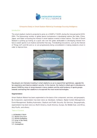 Comprehensive Report on Smart Stadium Market