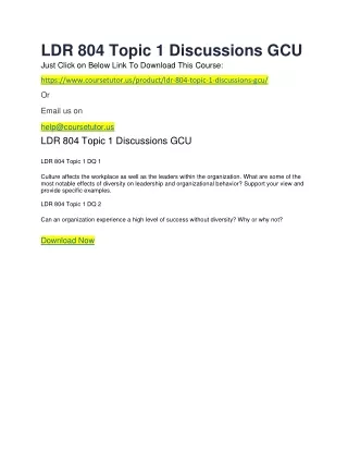 LDR 804 Topic 1 Discussions GCU