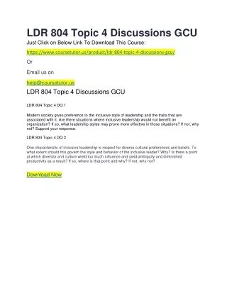 LDR 804 Topic 4 Discussions GCU