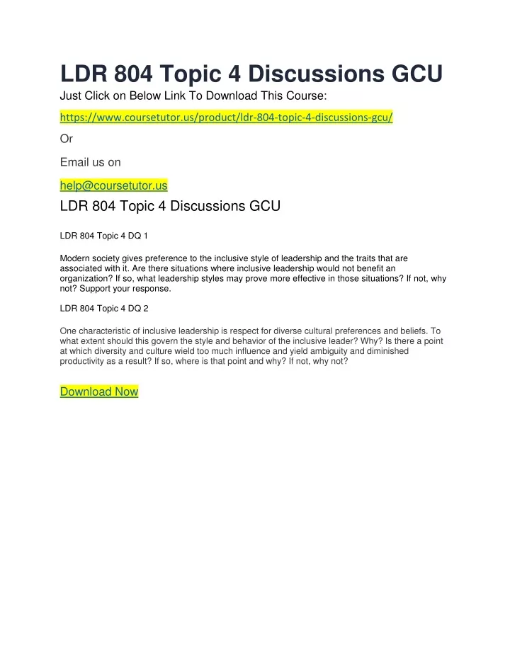 ldr 804 topic 4 discussions gcu just click