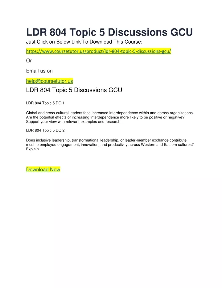 ldr 804 topic 5 discussions gcu just click