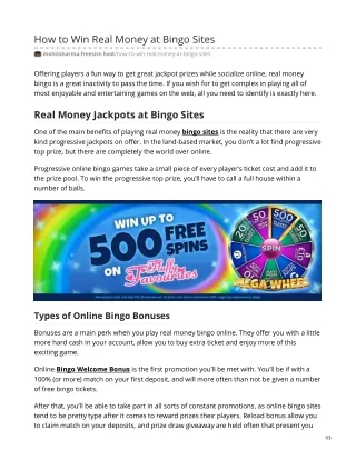 How to Win Real Money at Bingo Sites