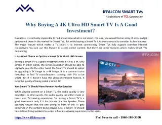 Why Buying A 4k Ultra HD Smart TV Is A Good Investment?