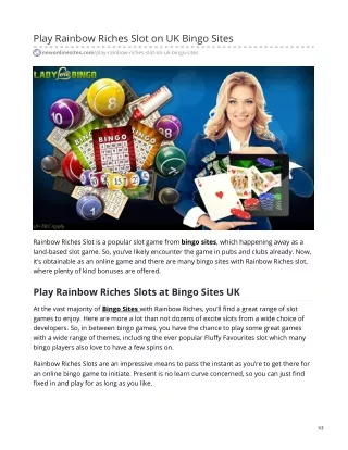 Play Rainbow Riches Slot on UK Bingo Sites