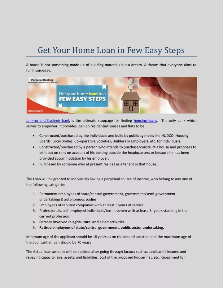 get your home loan in few easy steps