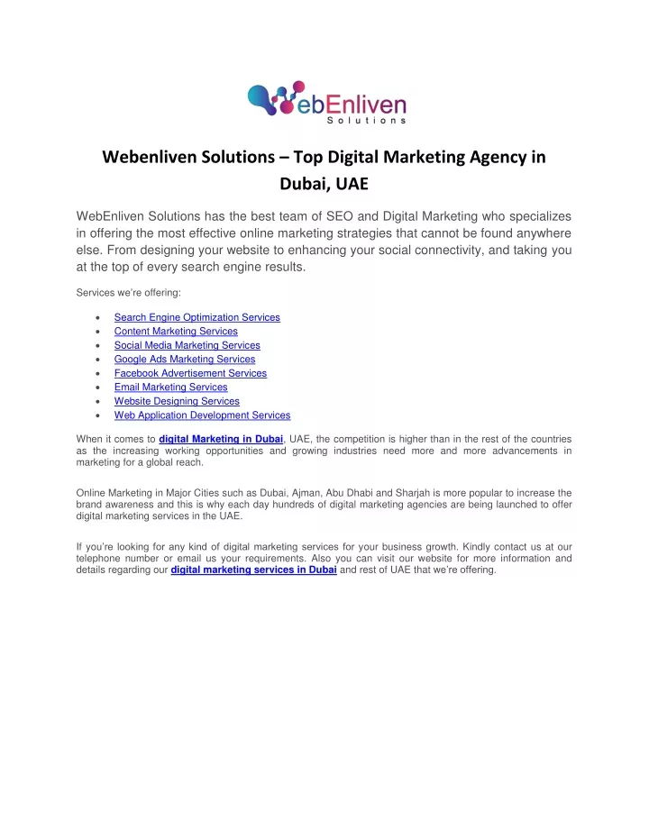webenliven solutions top digital marketing agency