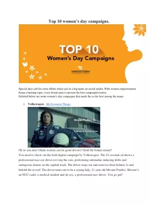 Top 10 women’s day campaigns.