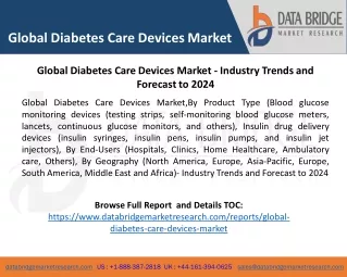 Global Diabetes Care Devices Market - Industry Trends and Forecast to 2024