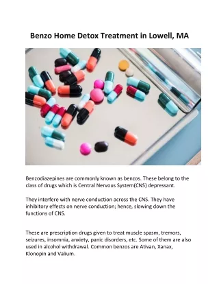 Benzo Home Detox Treatment in Lowell, MA