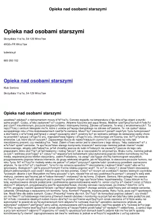 Opieka nad osobami starszymi