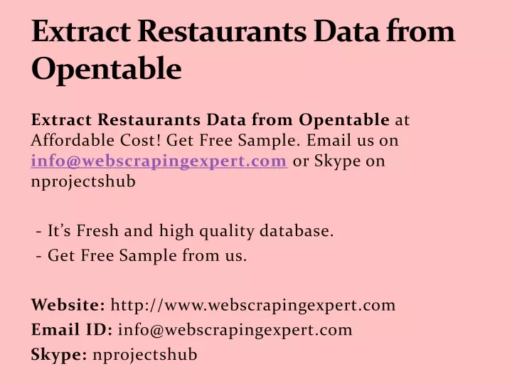 extract restaurants data from opentable