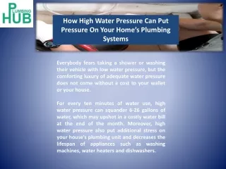 How High Water Pressure Can Put Pressure On Your Home’s Plumbing Systems