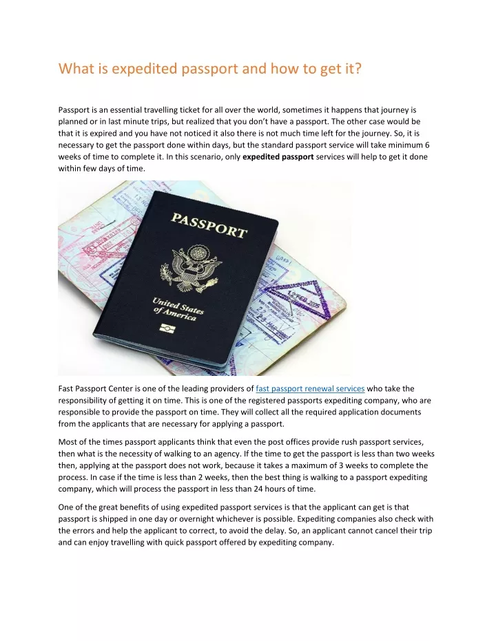 what is expedited passport and how to get it