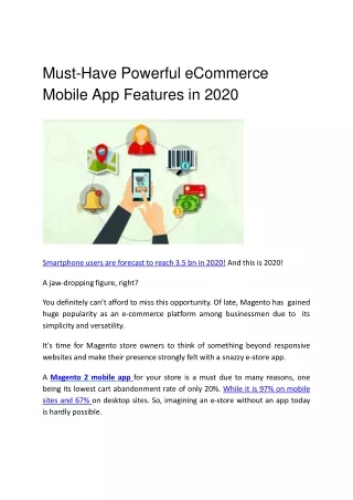 Must-Have Powerful eCommerce Mobile App Features in 2020