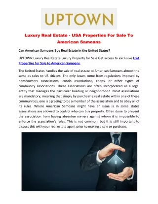 Luxury Real Estate - USA Properties for Sale to American Samoans