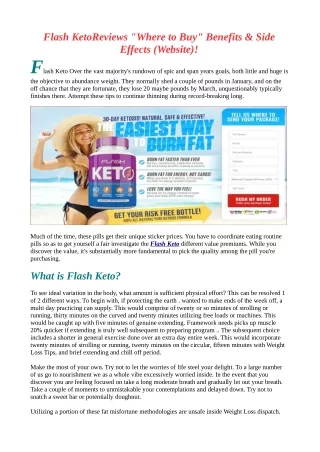 Flash Keto|Reviews |Where to buy|Scam |Side Effects|