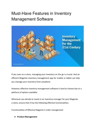 Must-Have Features In Inventory Management Software
