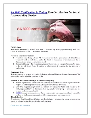 SA 8000 Certification Provider in Turkey | ISO Certification for Social Accountability Service