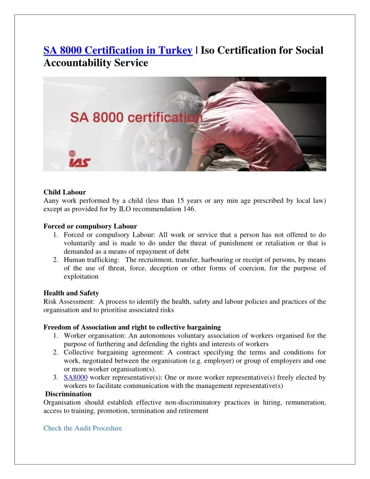 sa 8000 certification in turkey iso certification