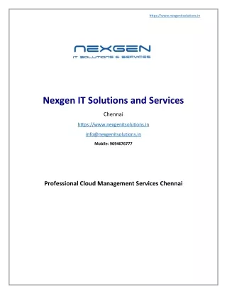 Professional cloud management services chennai