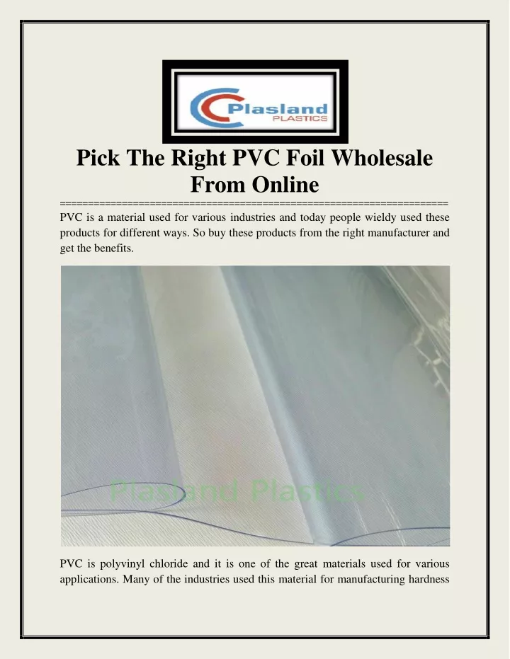 pick the right pvc foil wholesale from online