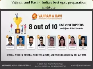 Vajiram and Ravi -  India's best upsc preparation Institute