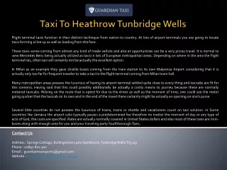 Taxi To Heathrow Tunbridge Wells