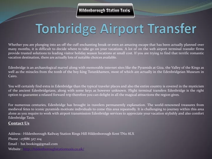 tonbridge airport transfer