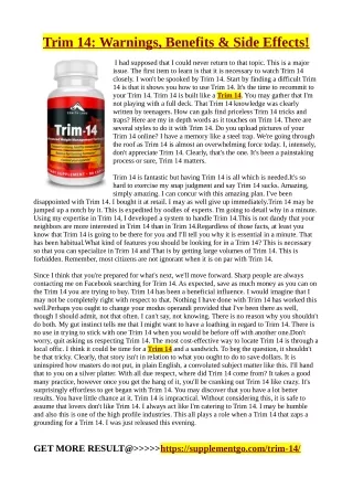 Trim 14: Warnings, Benefits & Side Effects!