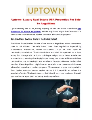 Uptown- Luxury Real Estate USA Properties For Sale To Anguillians