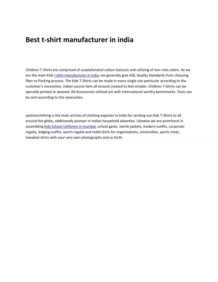 best t shirt manufacturer in india