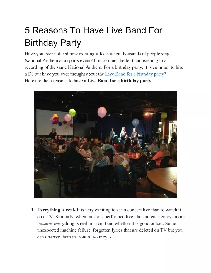 5 reasons to have live band for birthday party