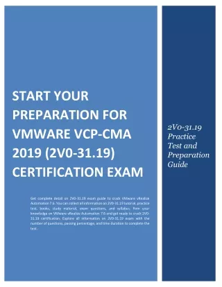 Start Your Preparation for VMware VCP-CMA 2019 (2V0-31.19) Certification Exam