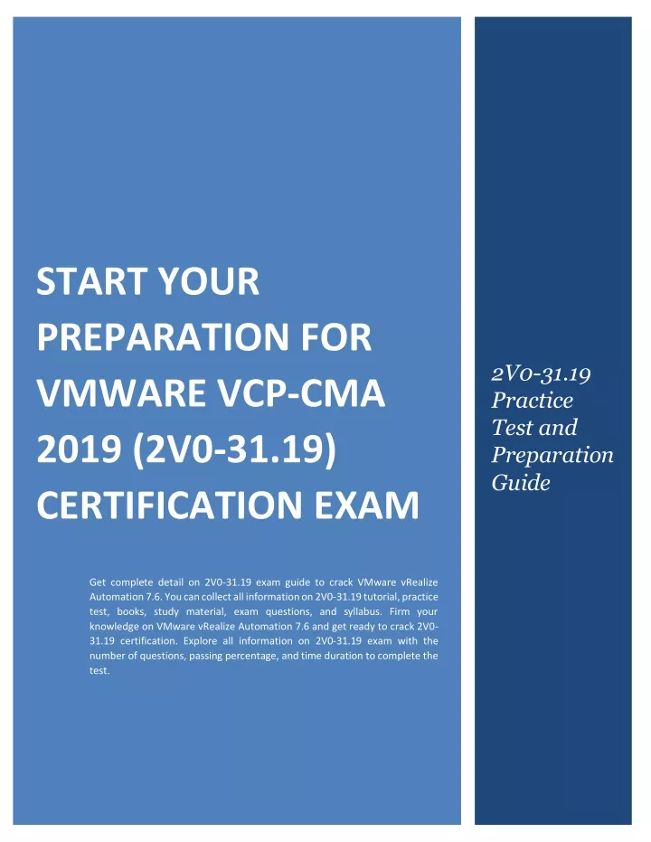 start your preparation for vmware vcp cma 2019