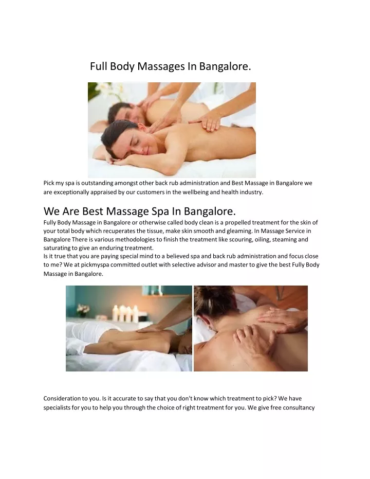 full body massages in bangalore