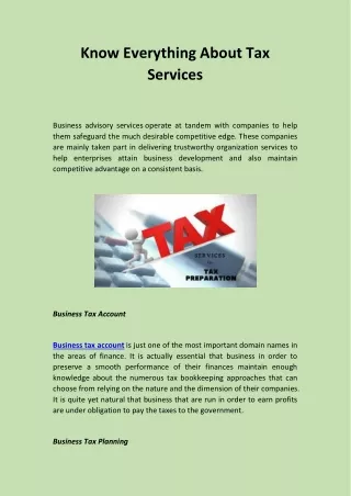 Know Everything About Tax Services