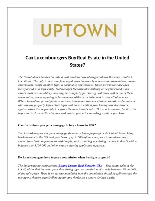 Can Luxembourgers Buy Real Estate in the United States?