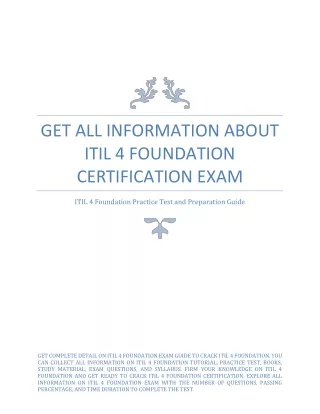 Get All Information about ITIL 4 Foundation Certification Exam