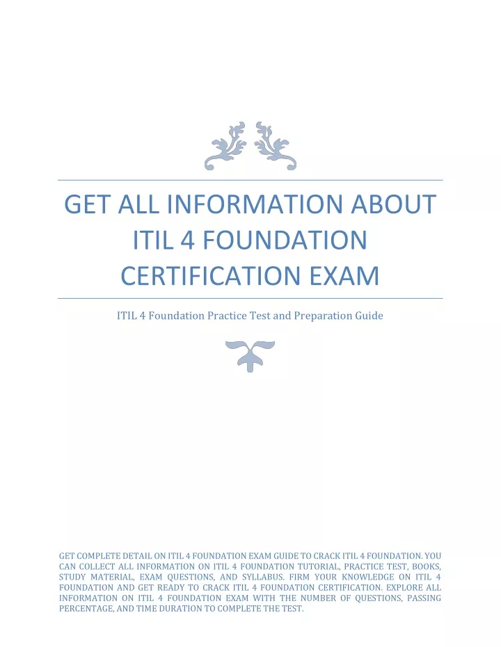 get all information about itil 4 foundation