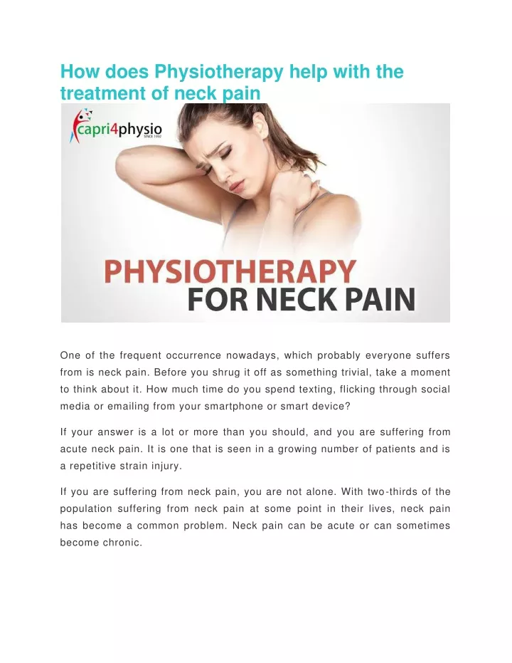 how does physiotherapy help with the treatment