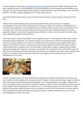 Soal Wedding Caterer: Bila/Seberapa Jauh Ente Wajib Mengambil? Juga Catering Wedding Murah Jakarta