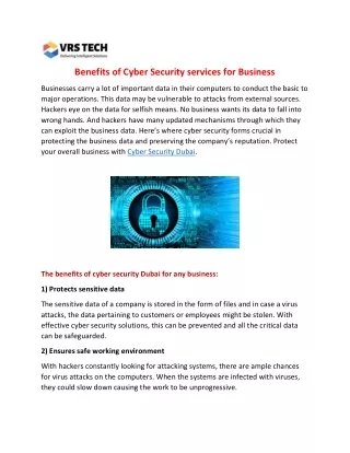 How Cyber Security Dubai Benefits a Business