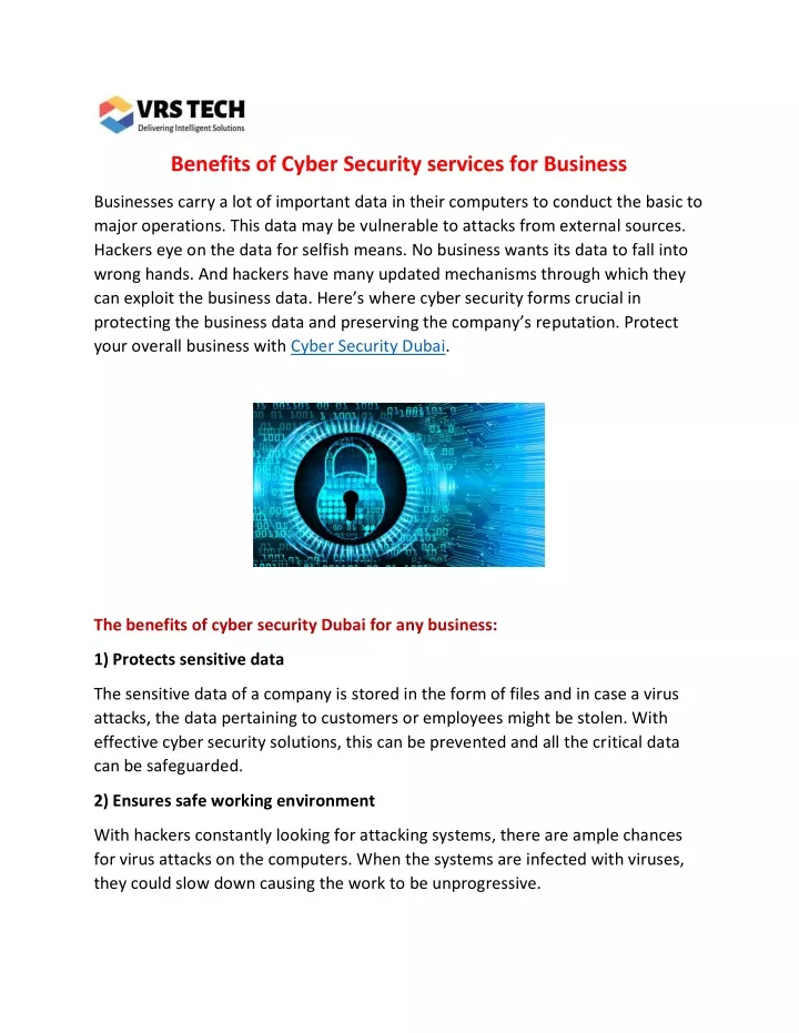 benefits of cyber security services for business