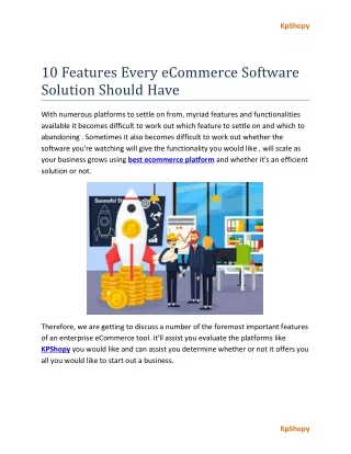 10 Features Every eCommerce Software Solution Should Have