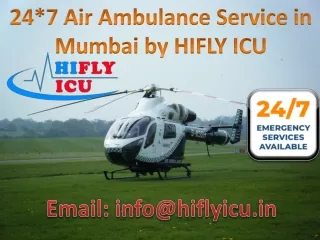 Get low-Cost Air Ambulance Service in Mumbai by HIFLY ICU